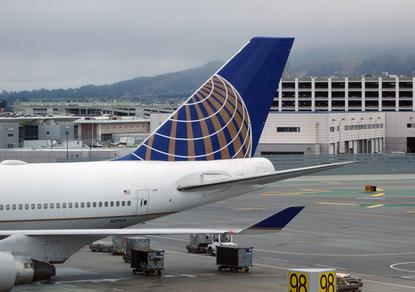 A United Airlines Boeing 747 at San Francisco International Airport on May 21, 2015