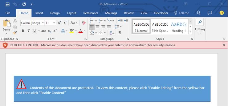 Enterprise end-users may see this warning if they enable macros for dodgy documents from the web 
Credit: Microsoft