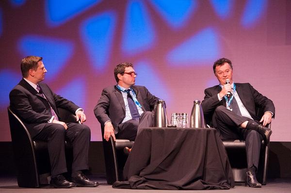 Endeavour Energy CIO, Ian Robinson, (right) speaking at CA Expo 2012 in Sydney. Also on the panel was CA Technologies global presales vice president, Trevor A.Bunker, and Visa Asia Pacific director of eCommerce, Justin Roche. 