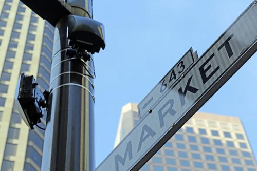 San Francisco activated outdoor Wi-Fi access points for a free network along Market Street on Monday.