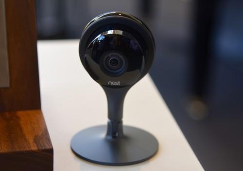 Nest's new Internet connected camera on show at a company event in San Francisco on June 17, 2015.