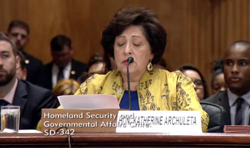 Katherine Archuleta, director of the U.S. Office of Personnel Management, testifies about recent data breaches during a Senate hearing June 25, 2015.