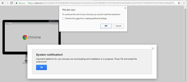 Malicious ads prompt the user to install obscure extensions to view content. 